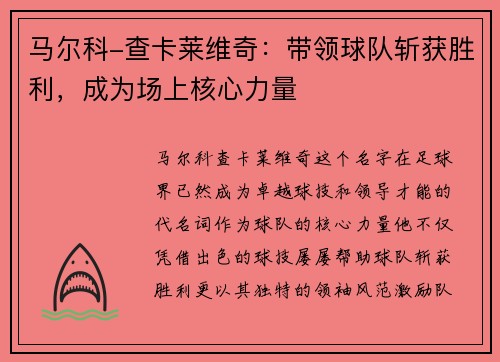 马尔科-查卡莱维奇：带领球队斩获胜利，成为场上核心力量